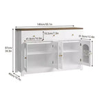 Bahut de salle à manger avec tiroirs, grand bahut de 140 cm avec 3 tiroirs et 4 portes, table de bar à café en bois