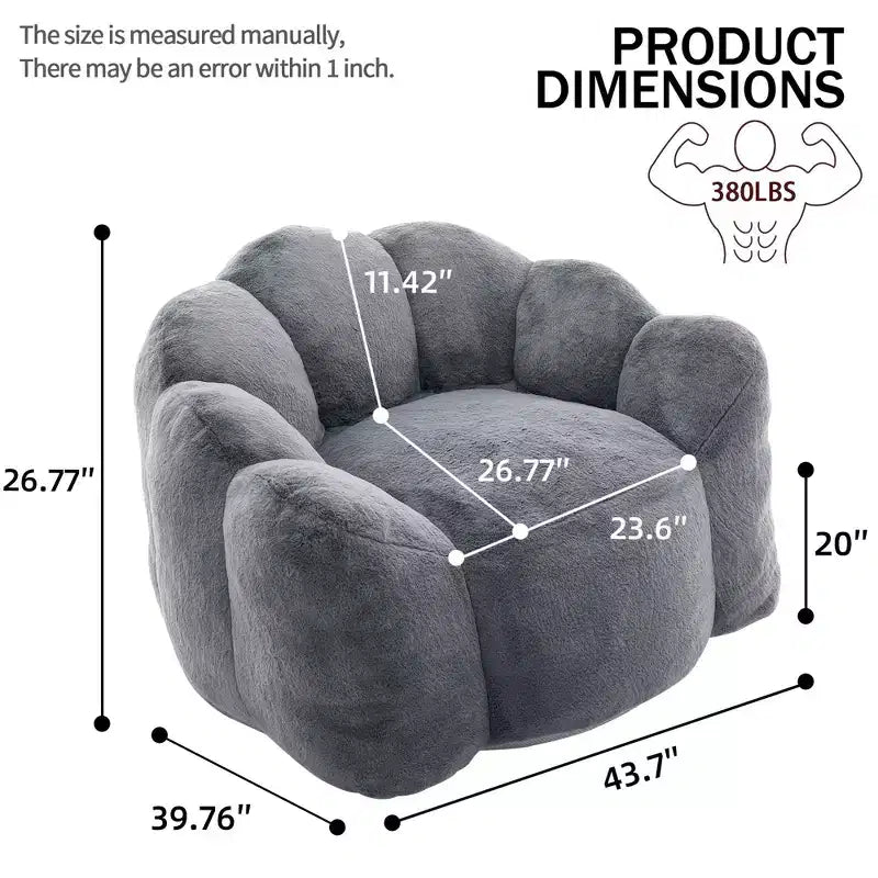 Modern Bean Bag Accent Chair Barrel Chairs with Memory Foam, Small Leisure Chair Single Sofa for Living Room, Office, Apartment