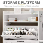 Meuble à chaussures de style campagnard avec 2 tiroirs basculants – Organisateur de chaussures pour 16 paires