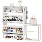 Meuble à chaussures de style campagnard avec 2 tiroirs basculants – Organisateur de chaussures pour 16 paires