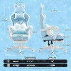 Chaise de Jeu Pivotante Moderne et Mignonne en Forme de Chat avec Coussin Lombaire Patte, Chaise d'Ordinateur de Bureau Ergonomique Haute pour Adultes