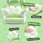 Chaise de Jeu Pivotante Moderne et Mignonne en Forme de Chat avec Coussin Lombaire Patte, Chaise d'Ordinateur de Bureau Ergonomique Haute pour Adultes