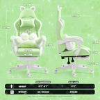 Chaise de Jeu Pivotante Moderne et Mignonne en Forme de Chat avec Coussin Lombaire Patte, Chaise d'Ordinateur de Bureau Ergonomique Haute pour Adultes