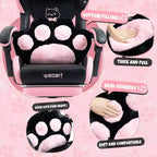 Chaise de Jeu Pivotante Moderne et Mignonne en Forme de Chat avec Coussin Lombaire Patte, Chaise d'Ordinateur de Bureau Ergonomique Haute pour Adultes