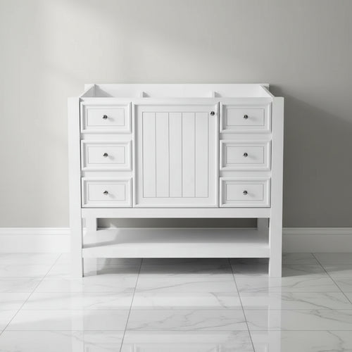 MAYEERTY 36 Bathroom Vanity without Sink 1 Cabinet 3 Drawers Solid Wood Frame MDF White