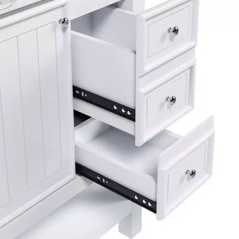 36 Bathroom Vanity without Sink 1 Cabinet 3 Drawers Solid Wood Frame MDF White