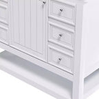 36 Bathroom Vanity without Sink 1 Cabinet 3 Drawers Solid Wood Frame MDF White