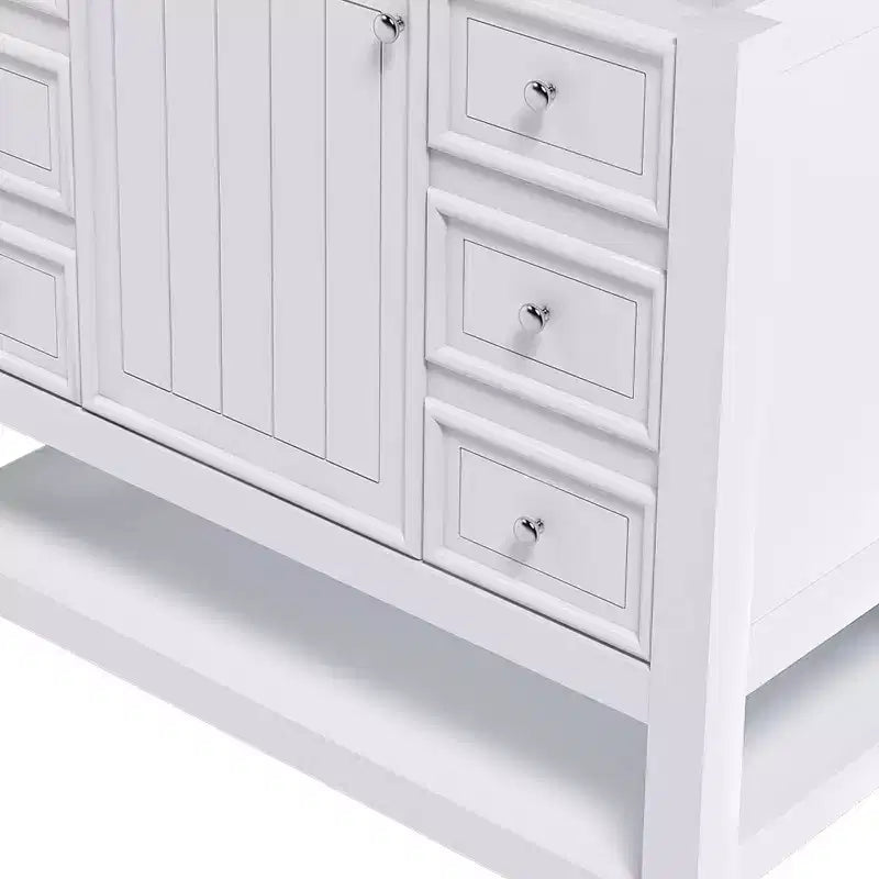 36 Bathroom Vanity without Sink 1 Cabinet 3 Drawers Solid Wood Frame MDF White