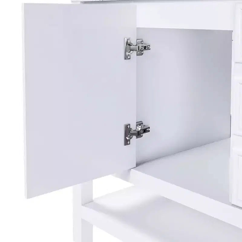 36 Bathroom Vanity without Sink 1 Cabinet 3 Drawers Solid Wood Frame MDF White