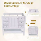 36 Bathroom Vanity without Sink 1 Cabinet 3 Drawers Solid Wood Frame MDF White