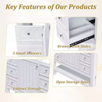 36 Bathroom Vanity without Sink 1 Cabinet 3 Drawers Solid Wood Frame MDF White
