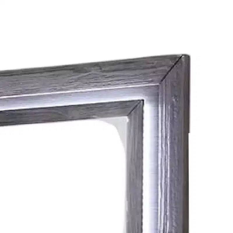 Dresser Mirror with White LED Lights, 46 Inch Gray Solid Wood Frame