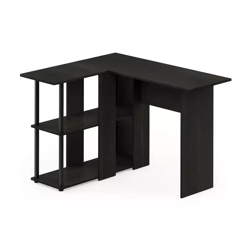 L Shaped Computer Desk Corner Study Writing Desk with Open Storage Shelves for Home Workspace