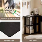 L Shaped Computer Desk Corner Study Writing Desk with Open Storage Shelves for Home Workspace
