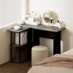 L Shaped Computer Desk Corner Study Writing Desk with Open Storage Shelves for Home Workspace