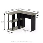 L Shaped Computer Desk Corner Study Writing Desk with Open Storage Shelves for Home Workspace