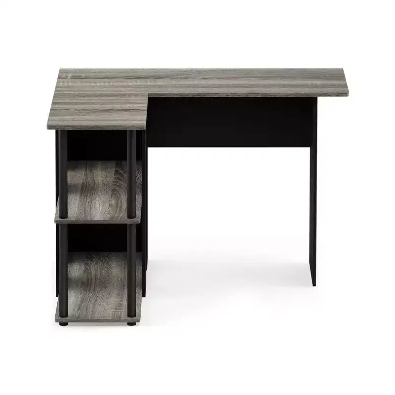 L Shaped Computer Desk Corner Study Writing Desk with Open Storage Shelves for Home Workspace