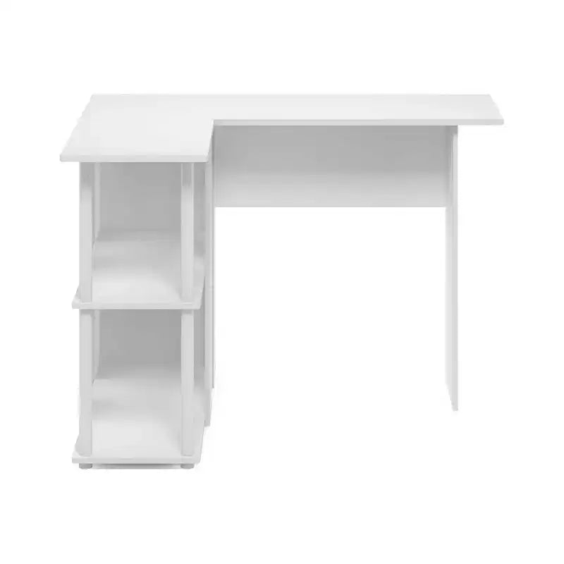 L Shaped Computer Desk Corner Study Writing Desk with Open Storage Shelves for Home Workspace