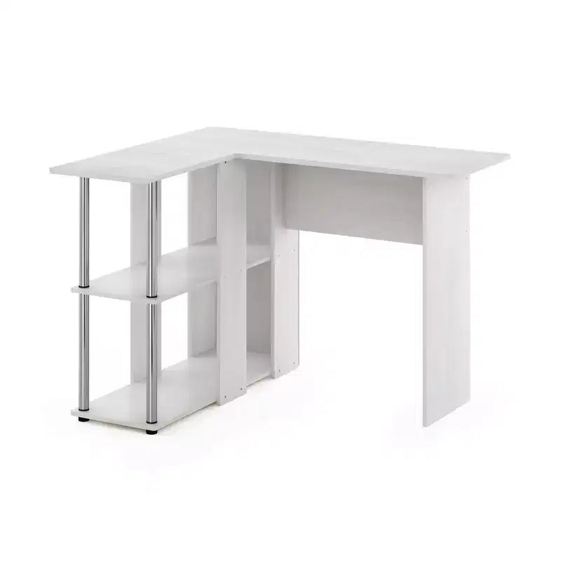 L Shaped Computer Desk Corner Study Writing Desk with Open Storage Shelves for Home Workspace