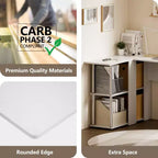 L Shaped Computer Desk Corner Study Writing Desk with Open Storage Shelves for Home Workspace