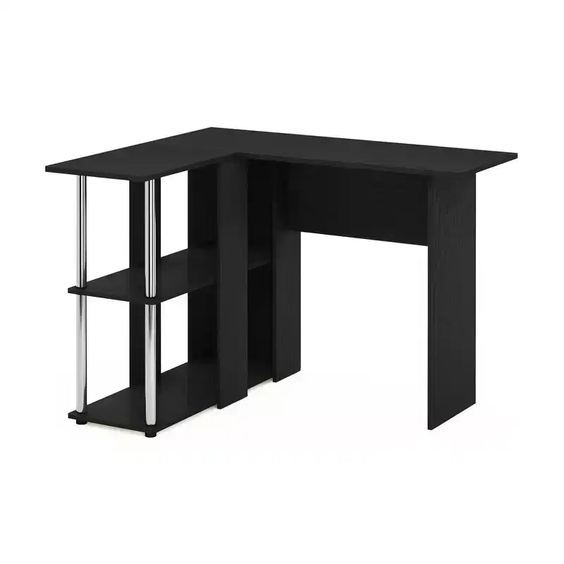 L Shaped Computer Desk Corner Study Writing Desk with Open Storage Shelves for Home Workspace