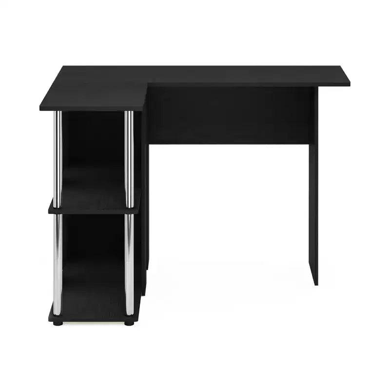 L Shaped Computer Desk Corner Study Writing Desk with Open Storage Shelves for Home Workspace
