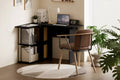 HOMLUX L Shaped Computer Desk Corner Study Writing Desk with Open Storage Shelves for Home Workspace