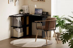 HOMLUX L Shaped Computer Desk Corner Study Writing Desk with Open Storage Shelves for Home Workspace