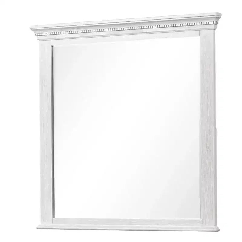 Miroir de commode, verre biseauté, bois massif gris patiné, 102 cm
