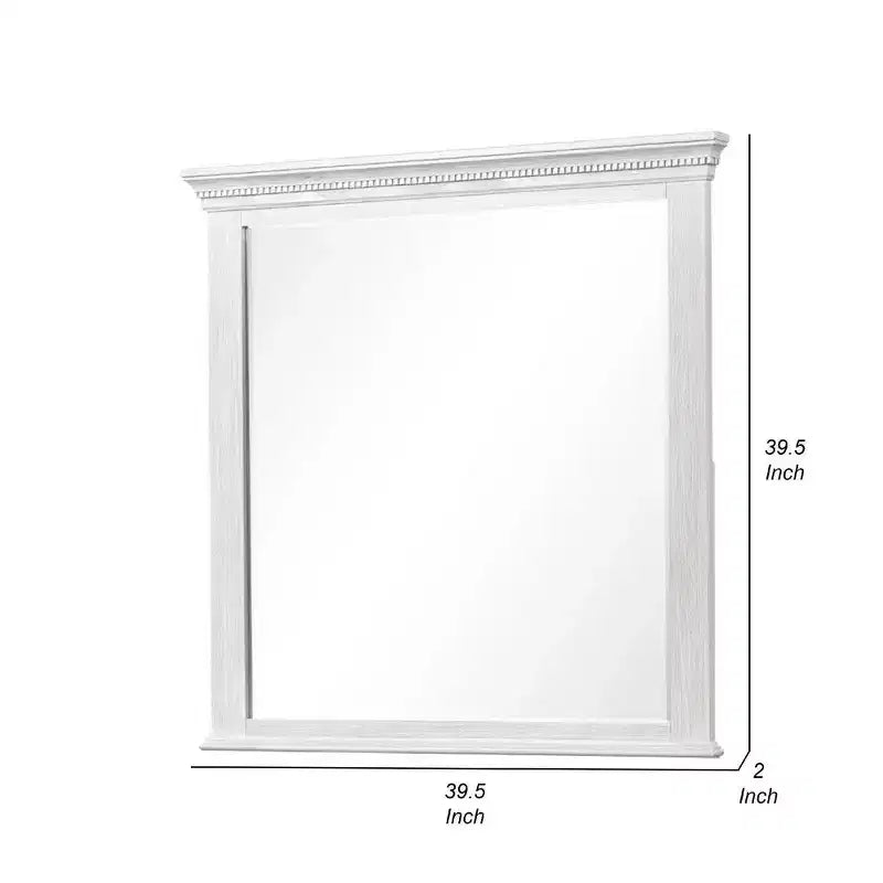 Miroir de commode, verre biseauté, bois massif gris patiné, 102 cm