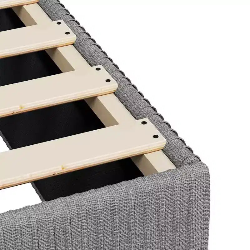 Bed Frame Light Grey Polyester, plywood, engineered wood Twin XL