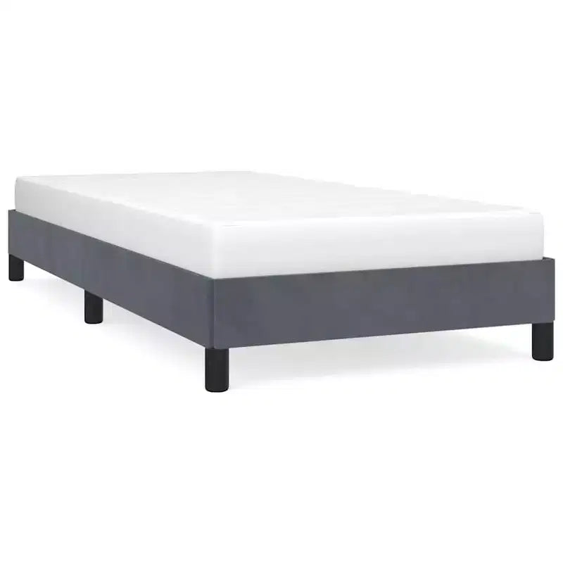 Bed Frame Dark Gray Velvet, Plywood, Engineered Wood Twin XL
