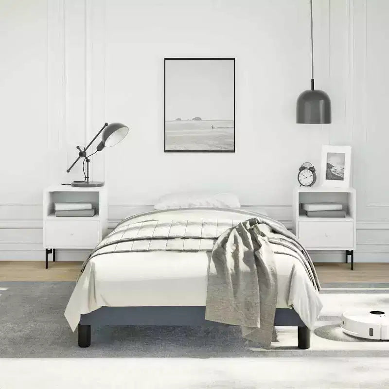 Bed Frame Dark Gray Velvet, Plywood, Engineered Wood Twin XL