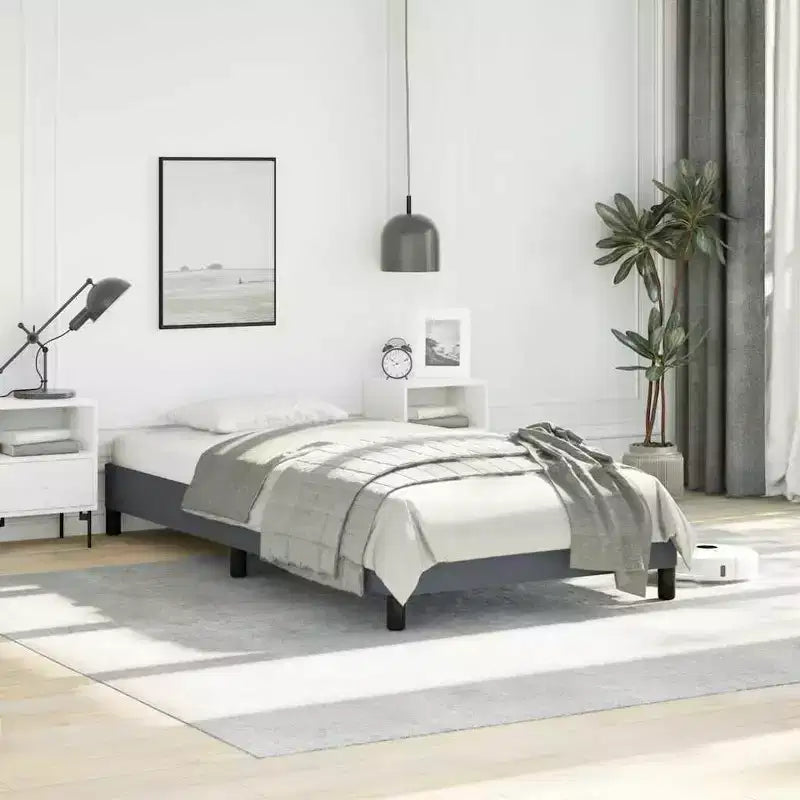 Bed Frame Dark Gray Velvet, Plywood, Engineered Wood Twin XL