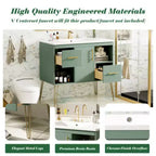 36in Bathroom Vanity with Top Sink, Resin Countertop, 2 Drawers, and 2 Open Storage Shelves, Storage Cabinet for Home Bathroom