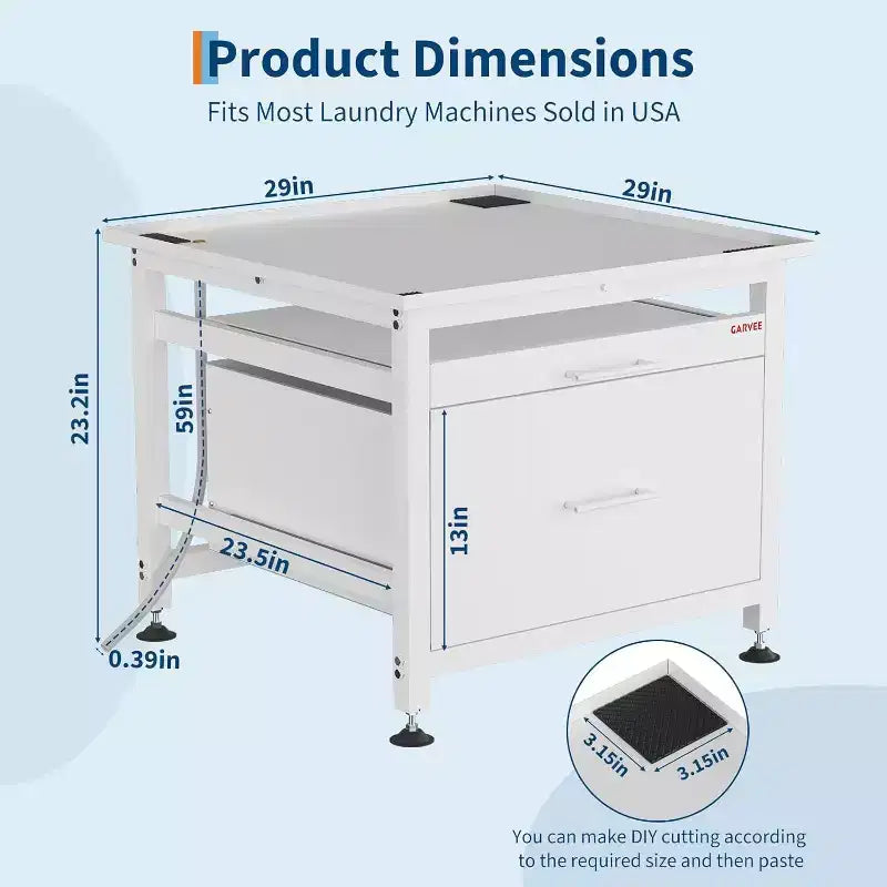 29 Inch Washer Dryer Pedestal, Pull Out Shelf and Drawer Anti Vibration Base 850 LBS Capacity