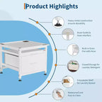 29 Inch Washer Dryer Pedestal, Pull Out Shelf and Drawer Anti Vibration Base 850 LBS Capacity
