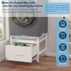 29 Inch Washer Dryer Pedestal, Pull Out Shelf and Drawer Anti Vibration Base 850 LBS Capacity