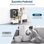 29 Inch Washer Dryer Pedestal, Pull Out Shelf and Drawer Anti Vibration Base 850 LBS Capacity