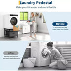 29 Inch Washer Dryer Pedestal, Pull Out Shelf and Drawer Anti Vibration Base 850 LBS Capacity