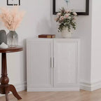 Meuble de Rangement d'Angle Moderne à Deux Portes en Bois Massif, Rangement Efficace pour Coin de Salon Blanc