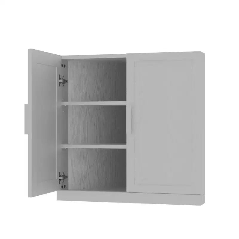 Meuble de Rangement d'Angle Moderne à Deux Portes en Bois Massif, Rangement Efficace pour Coin de Salon Blanc