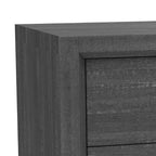 Table de chevet, 2 tiroirs, poignées barre chromées, bois gris