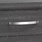 Table de chevet, 2 tiroirs, poignées barre chromées, bois gris