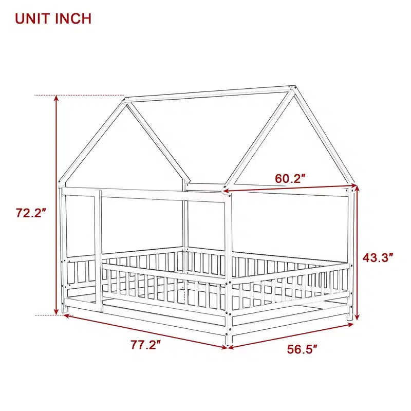 Lit au sol pour tout-petits format jumeau, Lit Montessori moderne en bois avec barrières de sécurité et porte pour chambre d'enfant