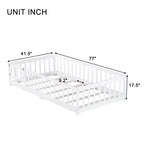Lit au sol pour tout-petits format jumeau, Lit Montessori moderne en bois avec barrières de sécurité et porte pour chambre d'enfant