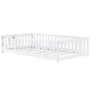 Lit au sol pour tout-petits format jumeau, Lit Montessori moderne en bois avec barrières de sécurité et porte pour chambre d'enfant