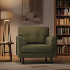 Fauteuil d'appoint avec accoudoirs larges, fauteuil de lecture en lin 38 avec accoudoirs larges fixes, coussins en mousse haute densité, canapé simple durable