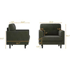 Fauteuil d'appoint avec accoudoirs larges, fauteuil de lecture en lin 38 avec accoudoirs larges fixes, coussins en mousse haute densité, canapé simple durable