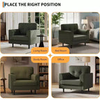 Fauteuil d'appoint avec accoudoirs larges, fauteuil de lecture en lin 38 avec accoudoirs larges fixes, coussins en mousse haute densité, canapé simple durable